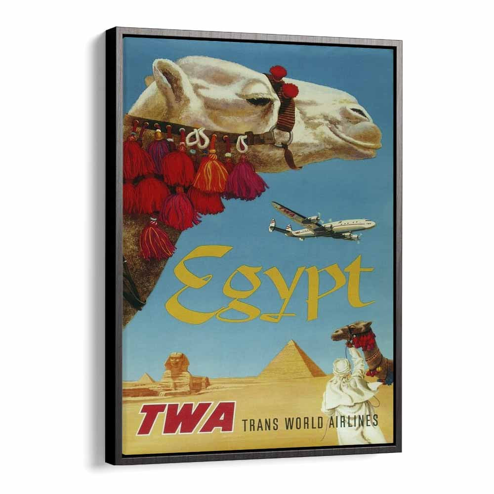 Egypt-Trans World Airlines  Retro Travel Posters in Black Floater Frame