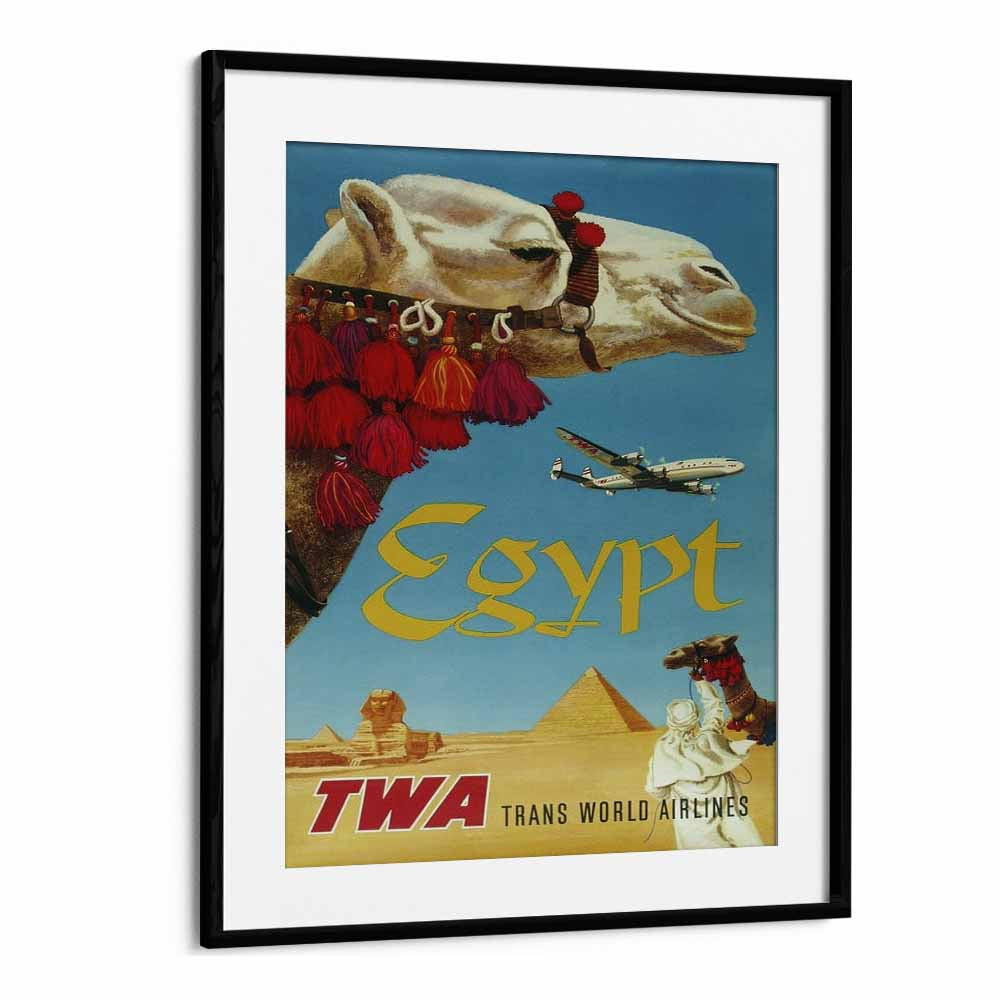 Egypt-Trans World Airlines  Retro Travel Posters in Black Frame With Mount