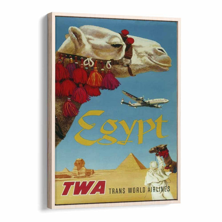 Egypt-Trans World Airlines  Retro Travel Posters in Oak Wood Floater Frame