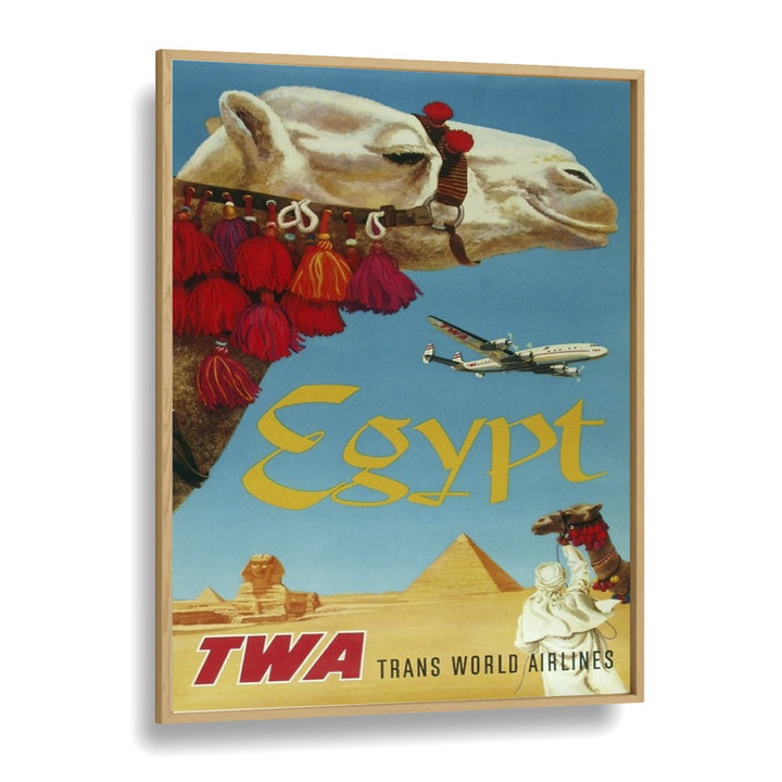 Egypt-Trans World Airlines  Retro Travel Posters in Oak Wood Plain Frame