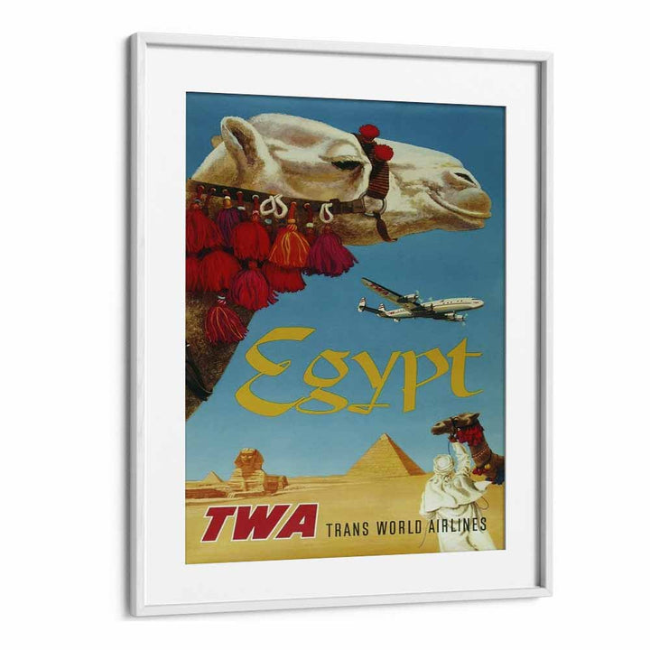 Egypt-Trans World Airlines  Retro Travel Posters in White Frame With Mount