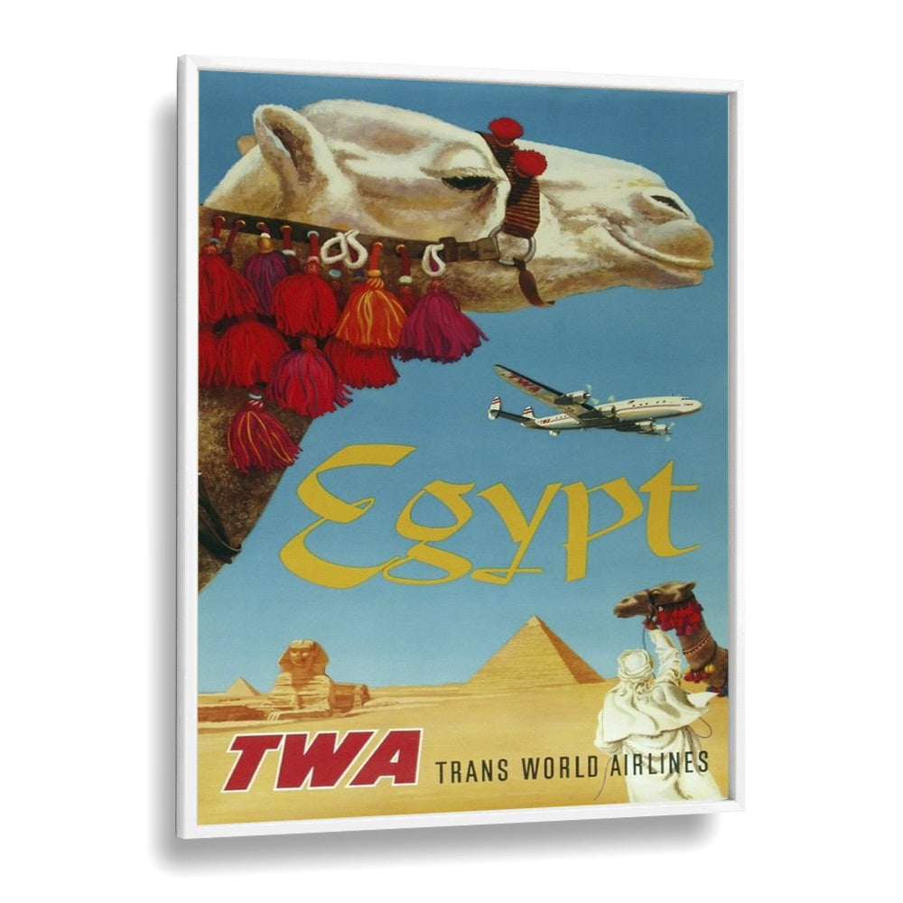 Egypt-Trans World Airlines  Retro Travel Posters in White Plain Frame