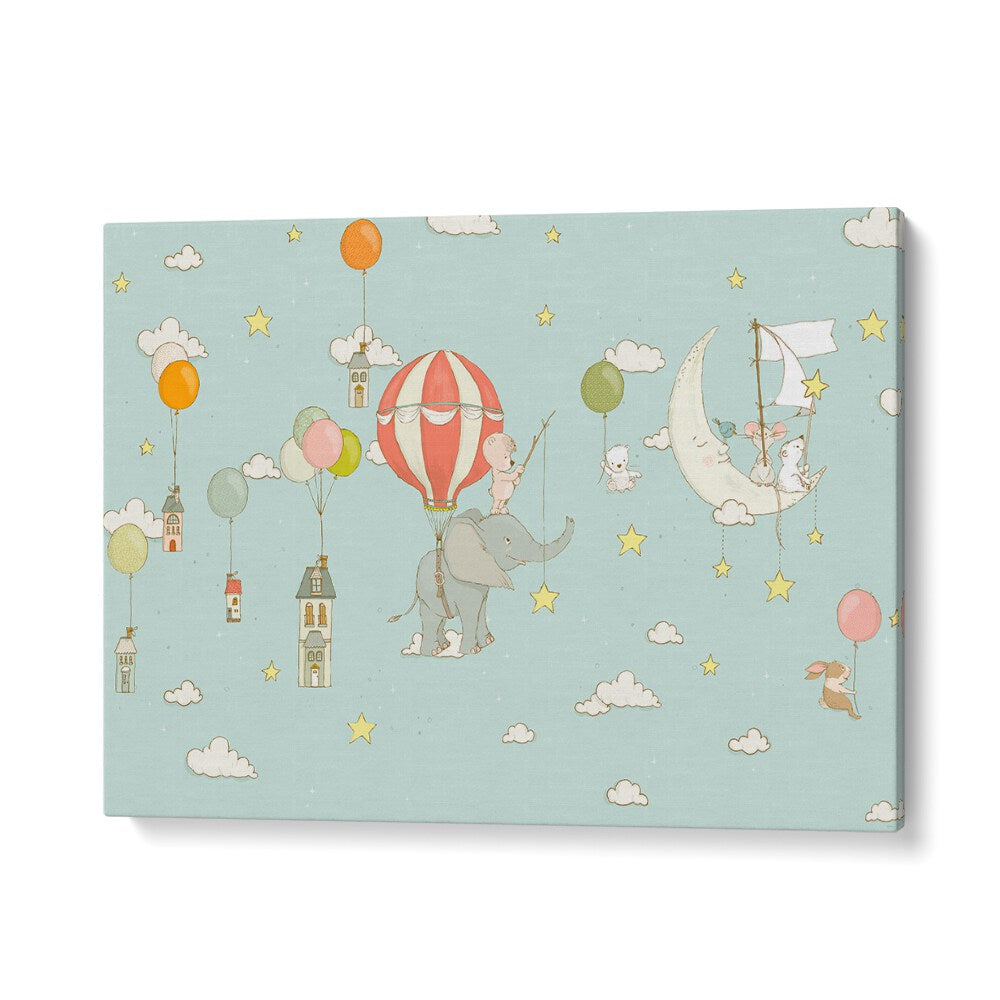 Elephant Dream DayBlue by Sue Skellern Kids Room Art in Gallery Wrap