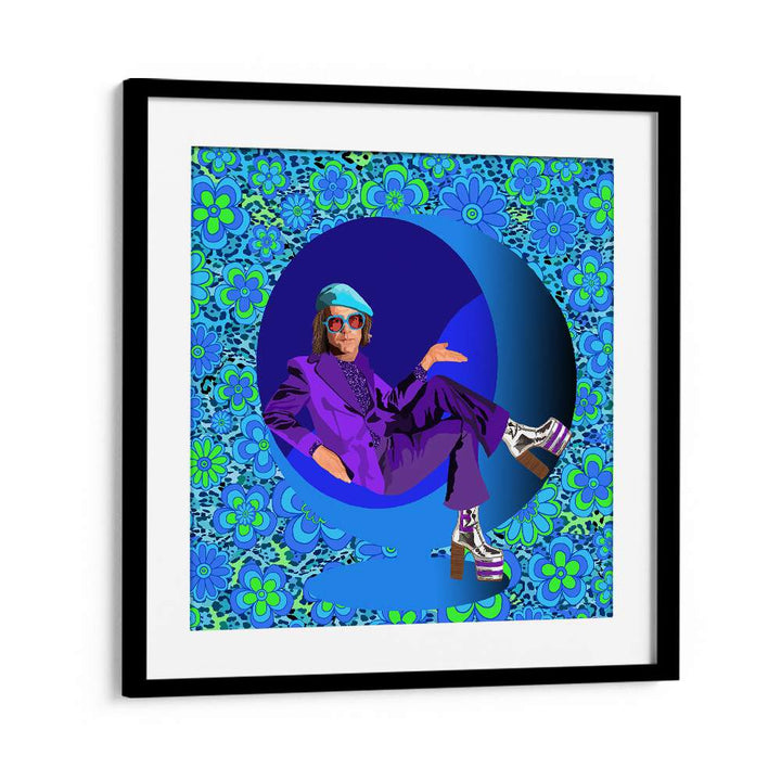 Elton By Lynnda Rakos Pop Art Paintings Pop Art Prints in Black Frame With Mount