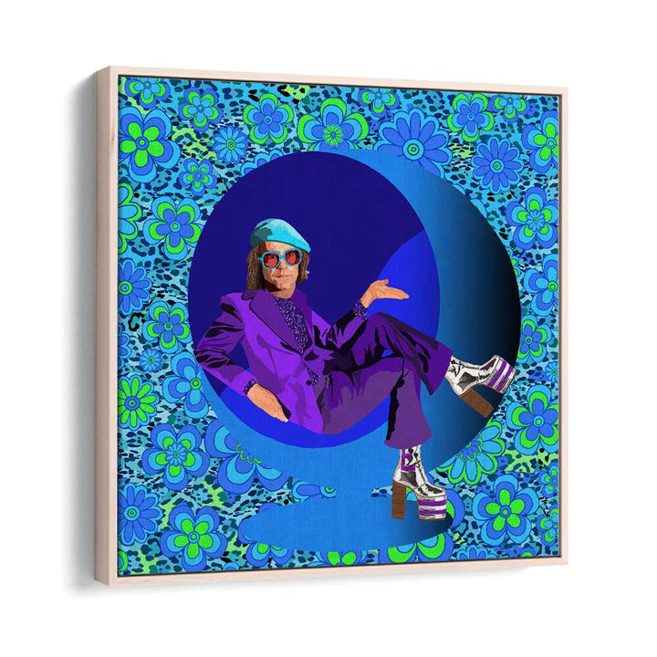 Elton By Lynnda Rakos Pop Art Paintings Pop Art Prints in Oak Wood Floater Frame