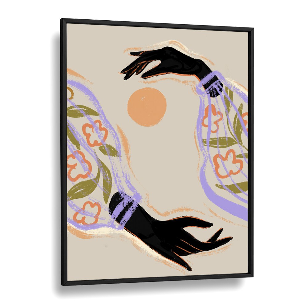 Embrace The Sun By Arty Guava Wall Art Prints in Black Plain Frame