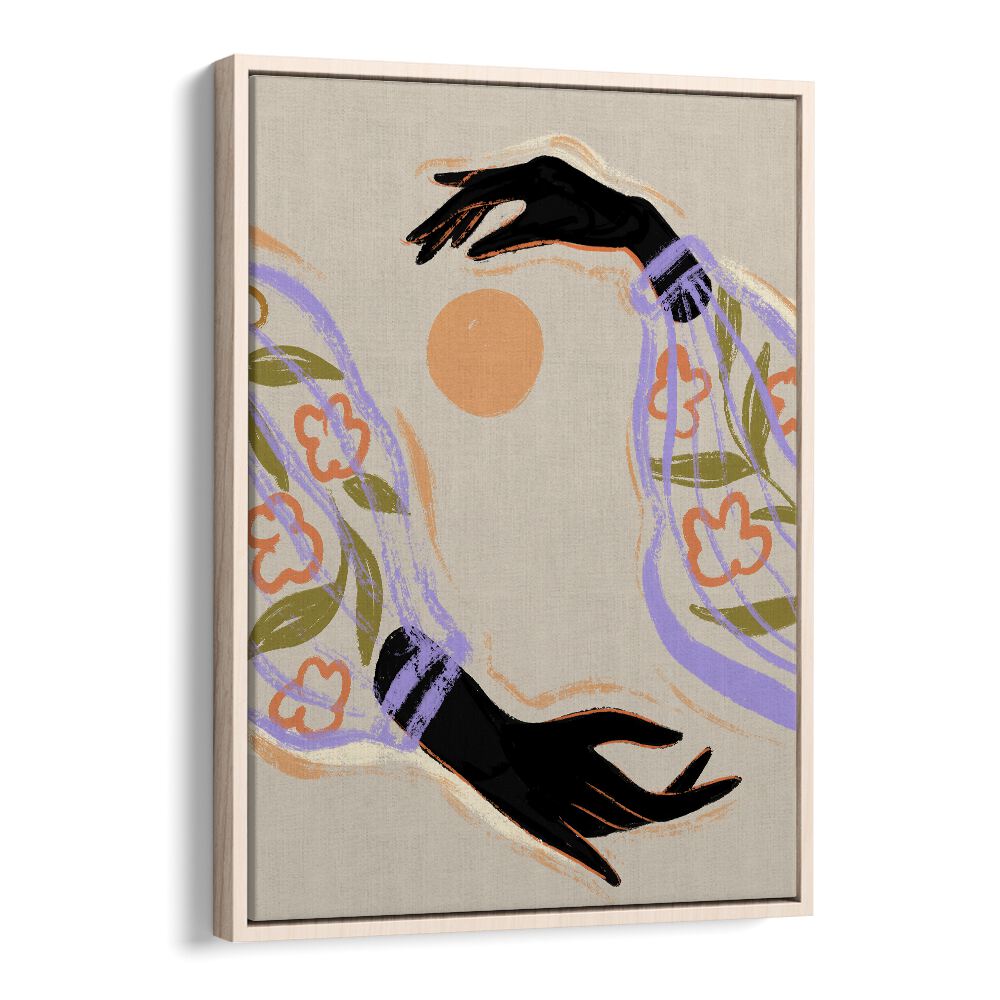 Embrace The Sun By Arty Guava Wall Art Prints in Oak Wood Floater Frame