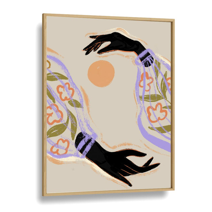 Embrace The Sun By Arty Guava Wall Art Prints in Oak Wood Plain Frame