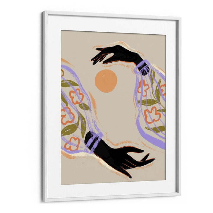 Embrace The Sun By Arty Guava Wall Art Prints in White Frame With Mount