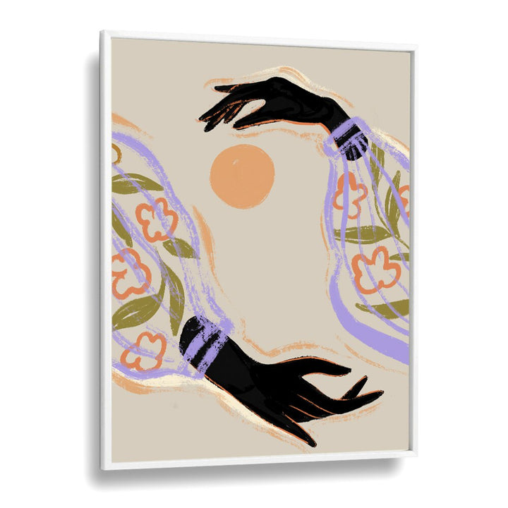 Embrace The Sun By Arty Guava Wall Art Prints in White Plain Frame