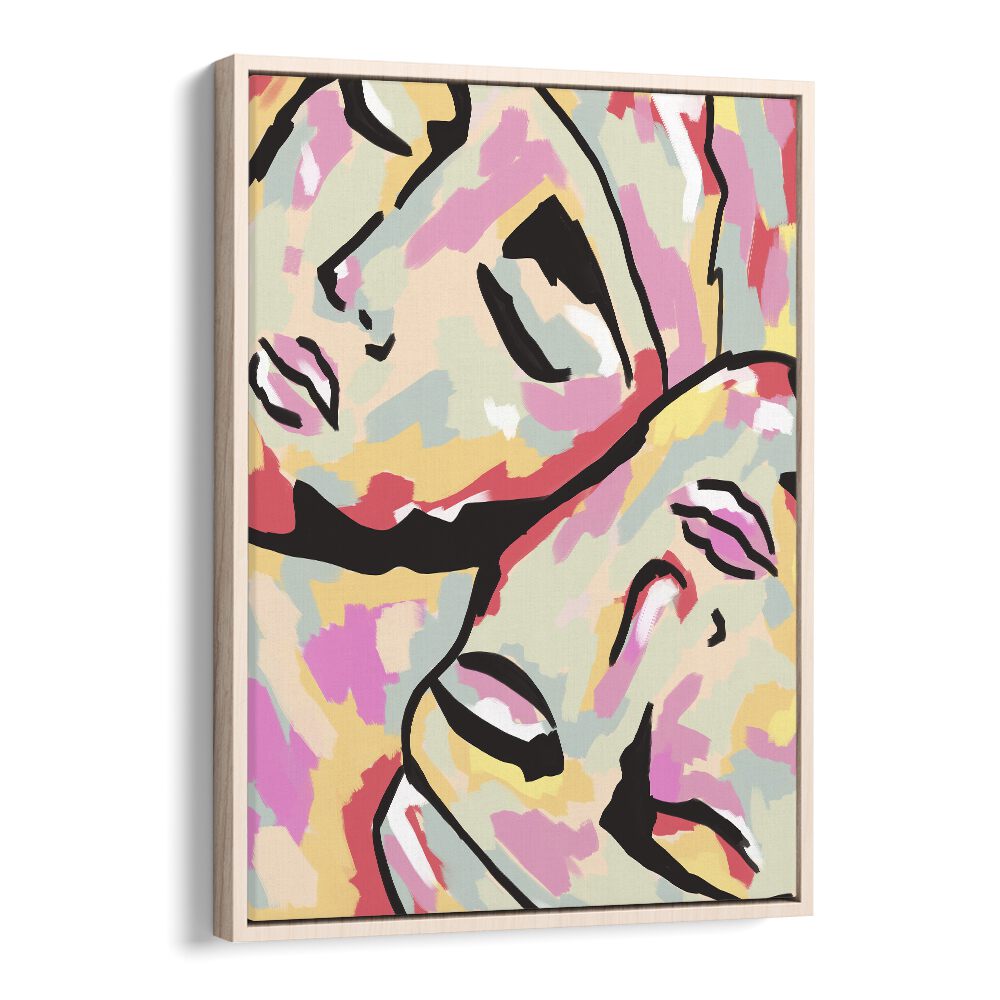 Emotional Orientation By Uma Gokhale Abstract Paintings in Oak Wood Floater Frame