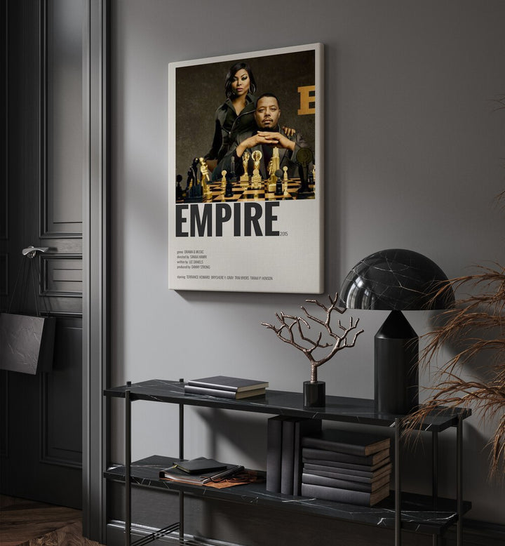 Empire 2015 I Movie Posters in Gallery Wrap hanging on wall above console table beside door and window