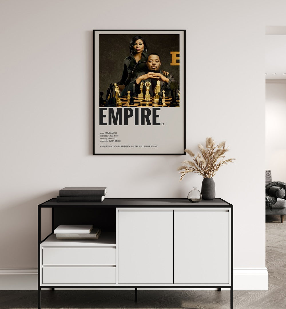 Empire 2015 I Movie Posters in Black Plain Frame hanging on wall above console table