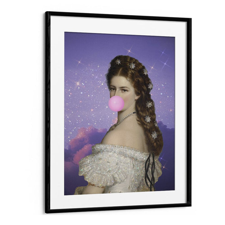 Empress Elisabeth Bubble Gum Portrait I By Grace Digital Art Co Altered Art Prints in Black Frame With Mount