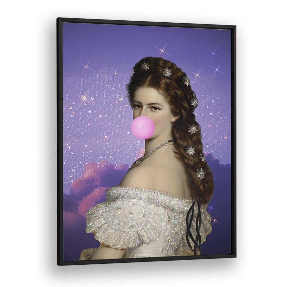 Empress Elisabeth Bubble Gum Portrait I By Grace Digital Art Co Altered Art Prints in Black Plain Frame