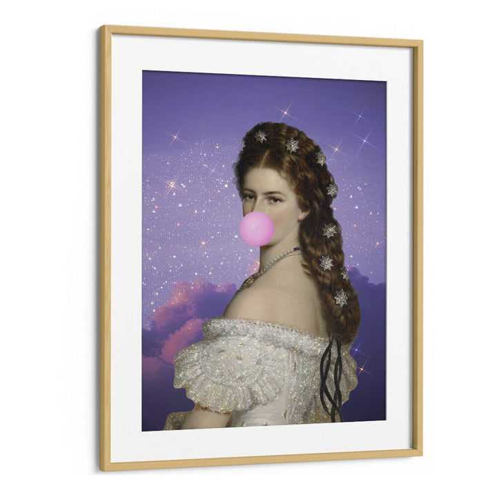 Empress Elisabeth Bubble Gum Portrait I By Grace Digital Art Co Altered Art Prints in Oak Wood Frame With Mount