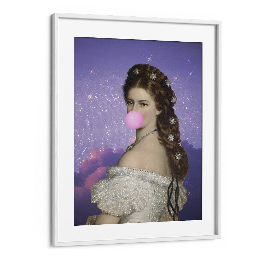 Empress Elisabeth Bubble Gum Portrait I By Grace Digital Art Co Altered Art Prints in White Frame With Mount