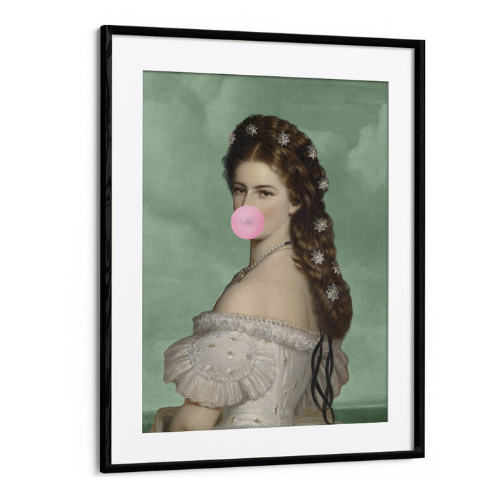 Empress Elisabeth Bubble Gum Portrait II By Grace Digital Art Co Altered Art Prints in Black Frame With Mount