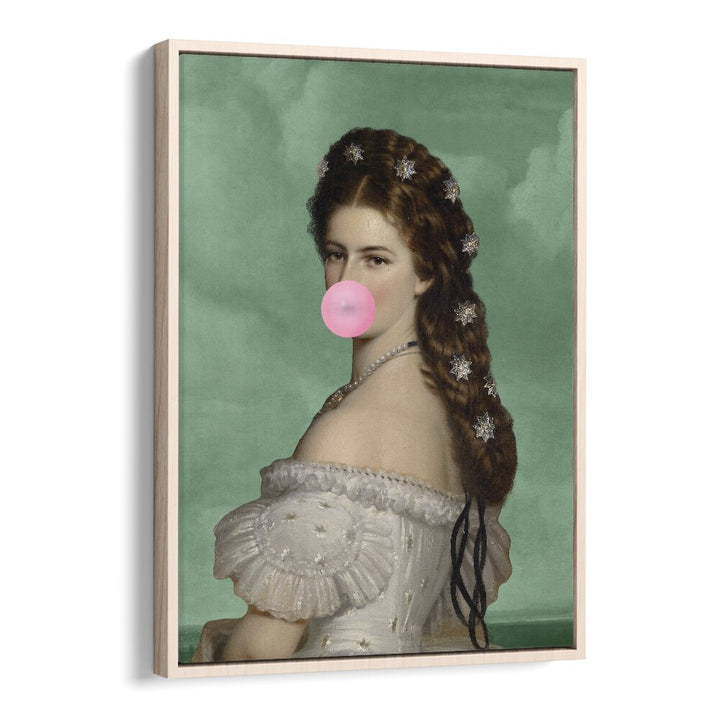 Empress Elisabeth Bubble Gum Portrait II By Grace Digital Art Co Altered Art Prints in Oak Wood Floater Frame