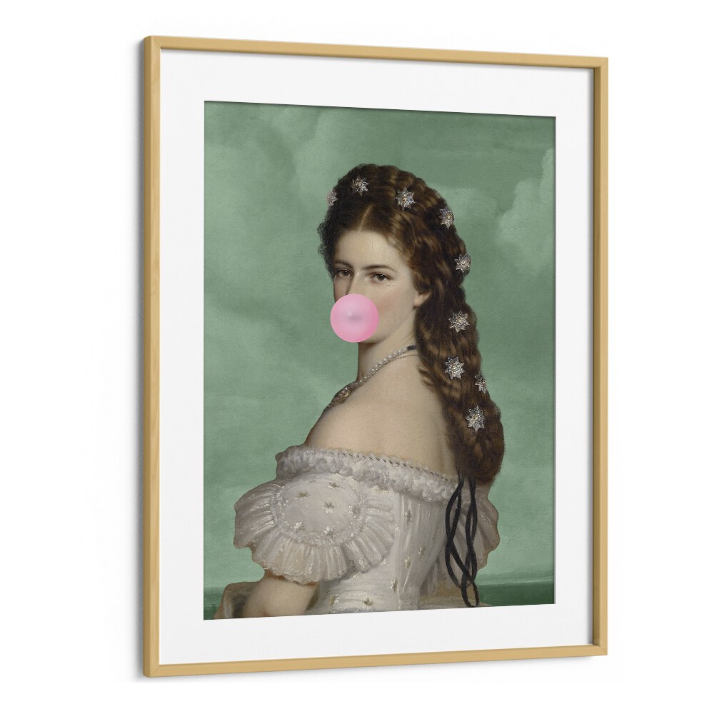 Empress Elisabeth Bubble Gum Portrait II By Grace Digital Art Co Altered Art Prints in Oak Wood Frame With Mount