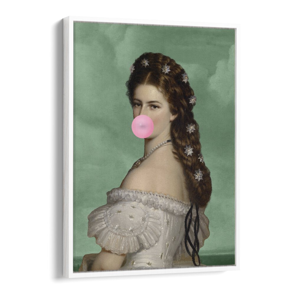 Empress Elisabeth Bubble Gum Portrait II By Grace Digital Art Co Altered Art Prints in White Floater Frame