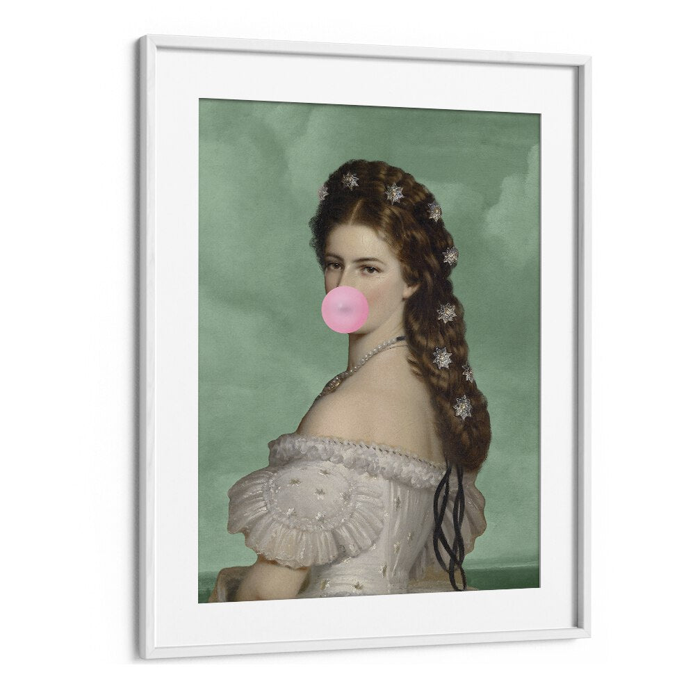 Empress Elisabeth Bubble Gum Portrait II By Grace Digital Art Co Altered Art Prints in White Frame With Mount