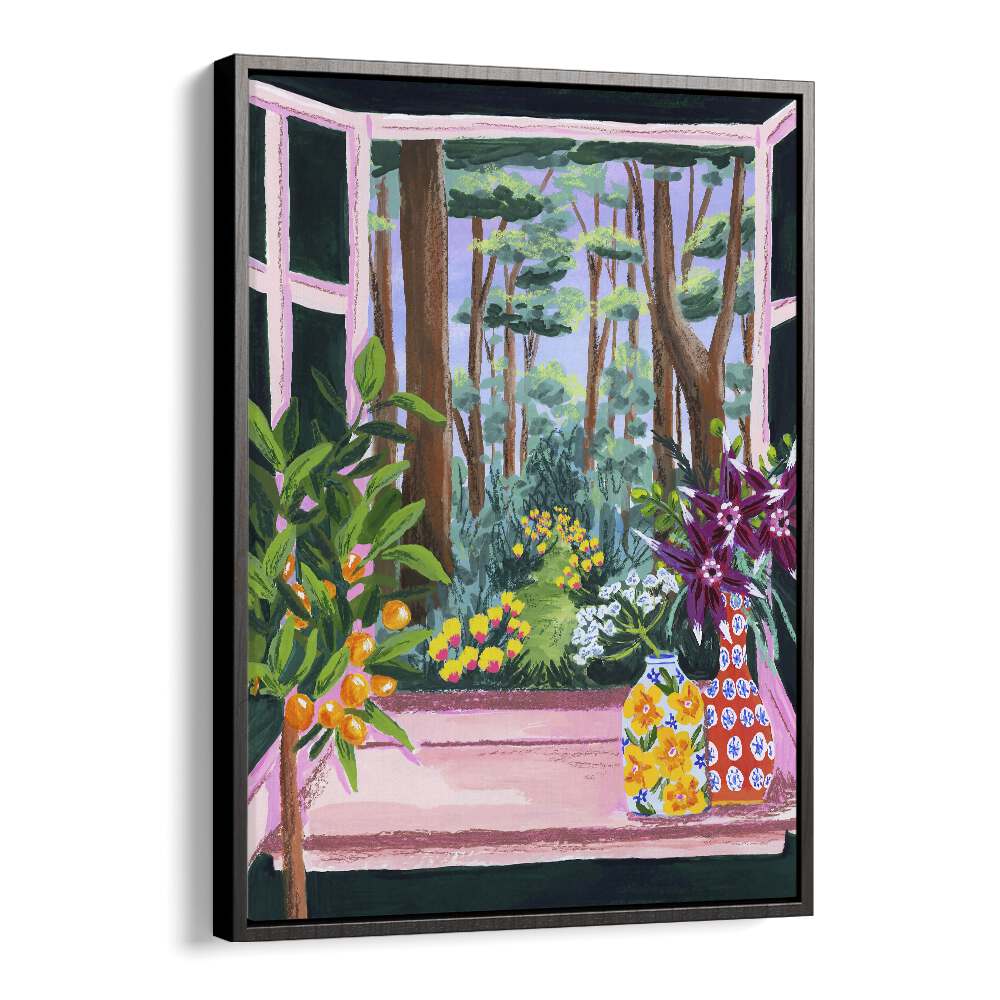 Enchanted Garden By Sarah Gesek Landscape Art Prints in Black Floater Frame