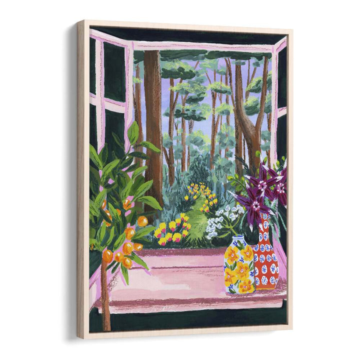 Enchanted Garden By Sarah Gesek Landscape Art Prints in Oak Wood Floater Frame