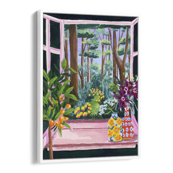 Enchanted Garden By Sarah Gesek Landscape Art Prints in White Floater Frame