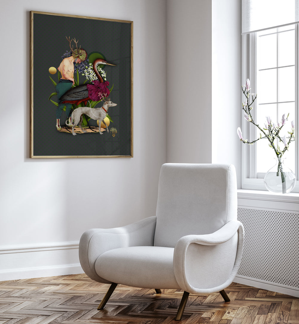Enchanting scene featuring mystical elements in ENCHANTED FOREST III, SURREAL ART PRINTS for nature lovers' decor.