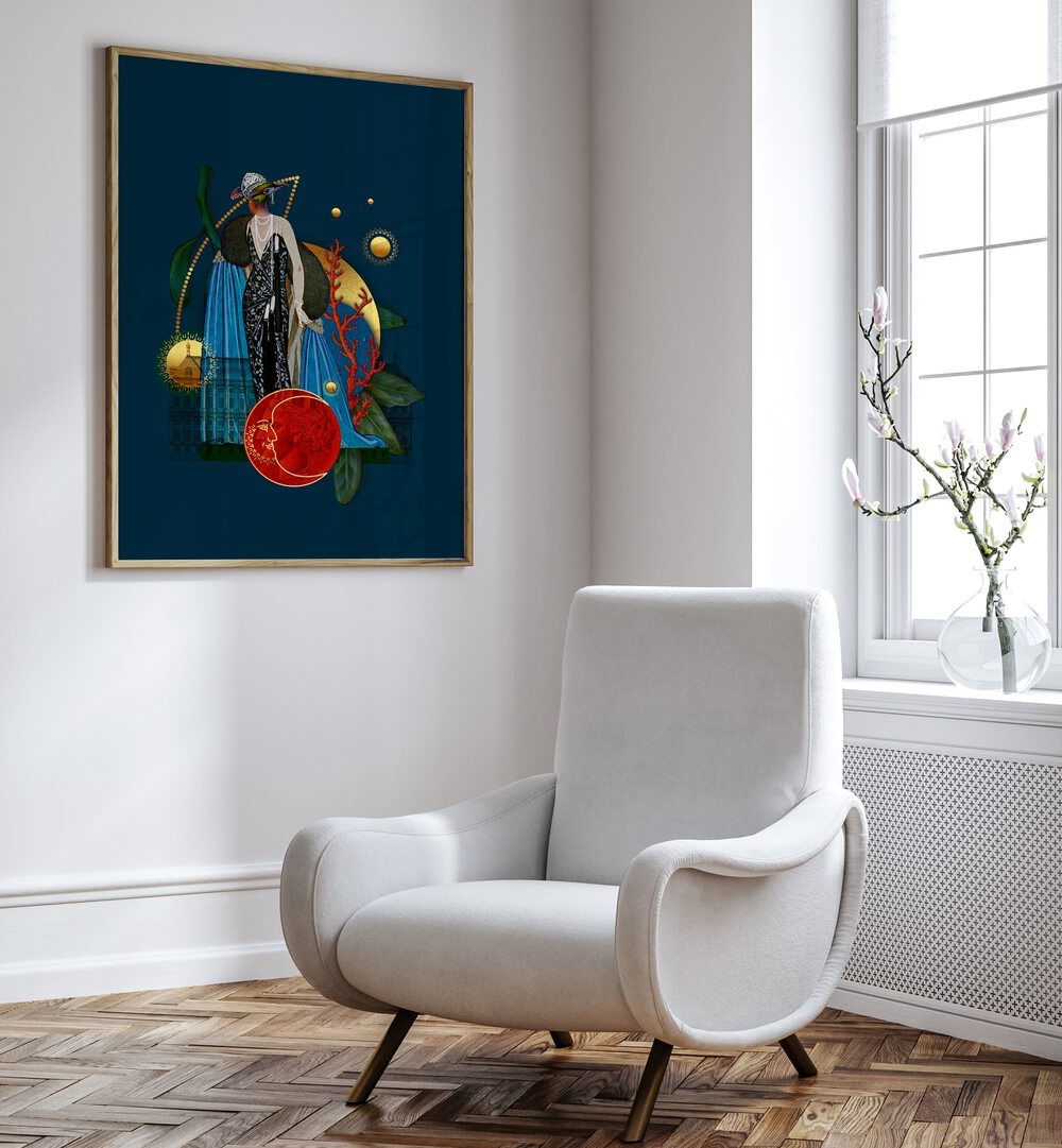 Enchanting interior featuring QUEEN OF THE UNDERWATER GARDENS, SURREAL ART PRINTS, elevating your living space beautifully.
