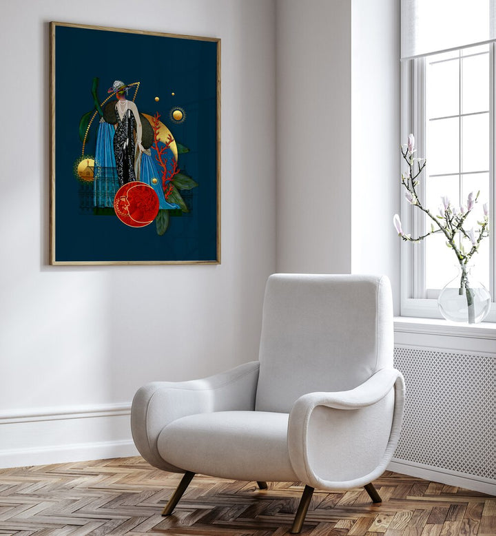 Enchanting interior featuring QUEEN OF THE UNDERWATER GARDENS, SURREAL ART PRINTS, elevating your living space beautifully.
