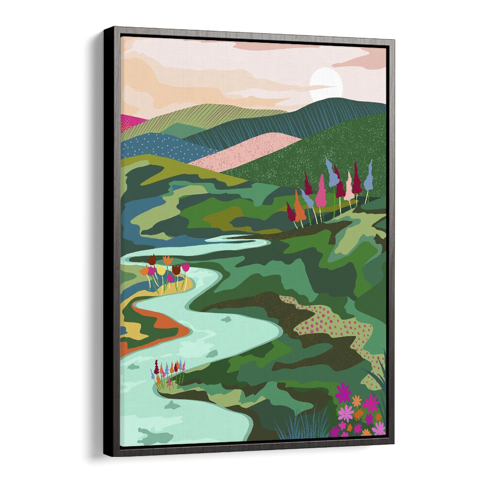 Endless Love By Uma Gokhale Landscape Art Prints in Black Floater Frame