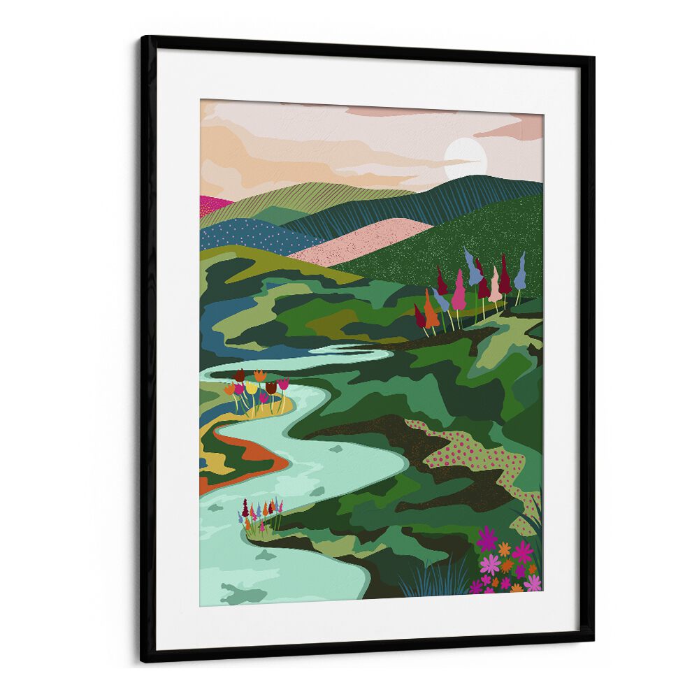 Endless Love By Uma Gokhale Landscape Art Prints in Black Frame With Mount