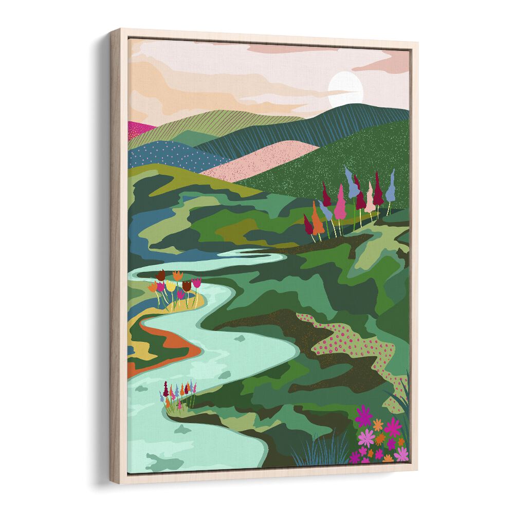 Endless Love By Uma Gokhale Landscape Art Prints in Oak Wood Floater Frame