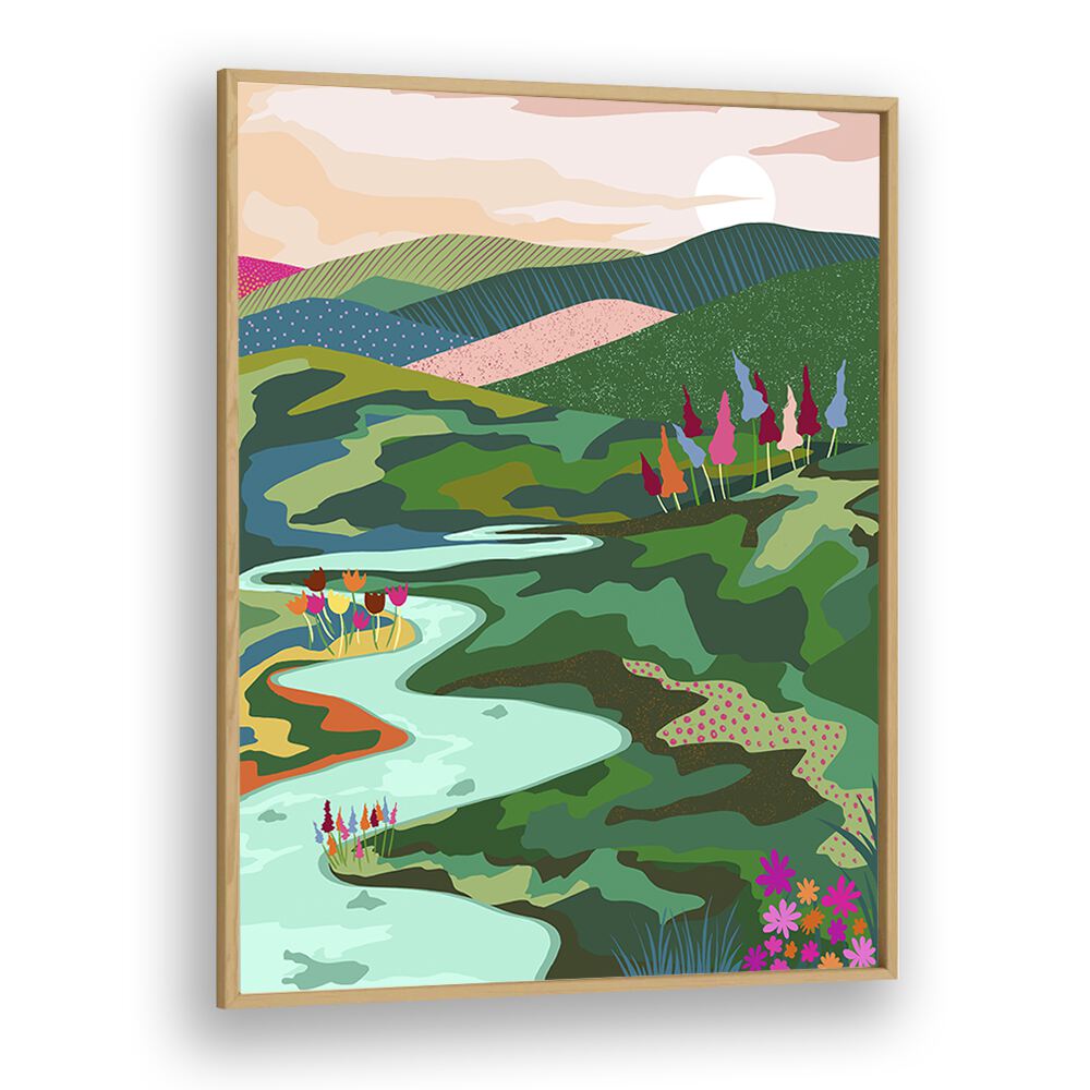 Endless Love By Uma Gokhale Landscape Art Prints in Oak Wood Plain Frame