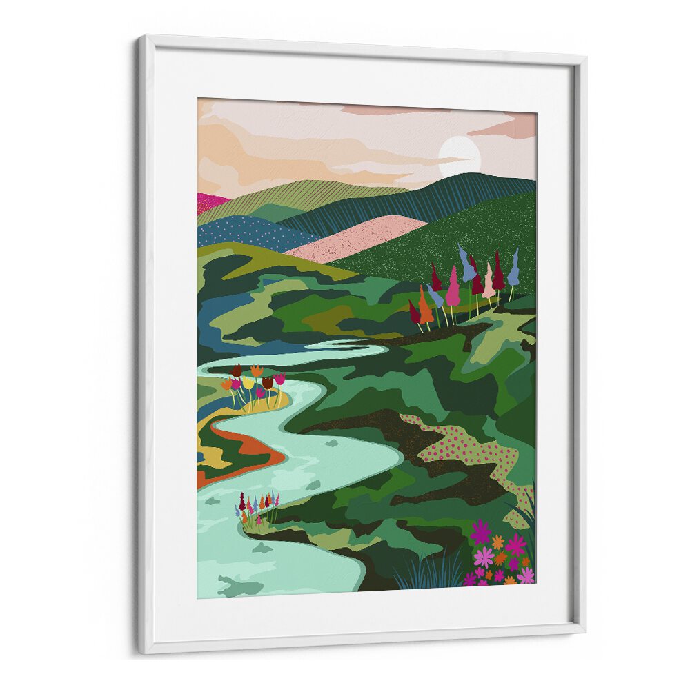 Endless Love By Uma Gokhale Landscape Art Prints in White Frame With Mount