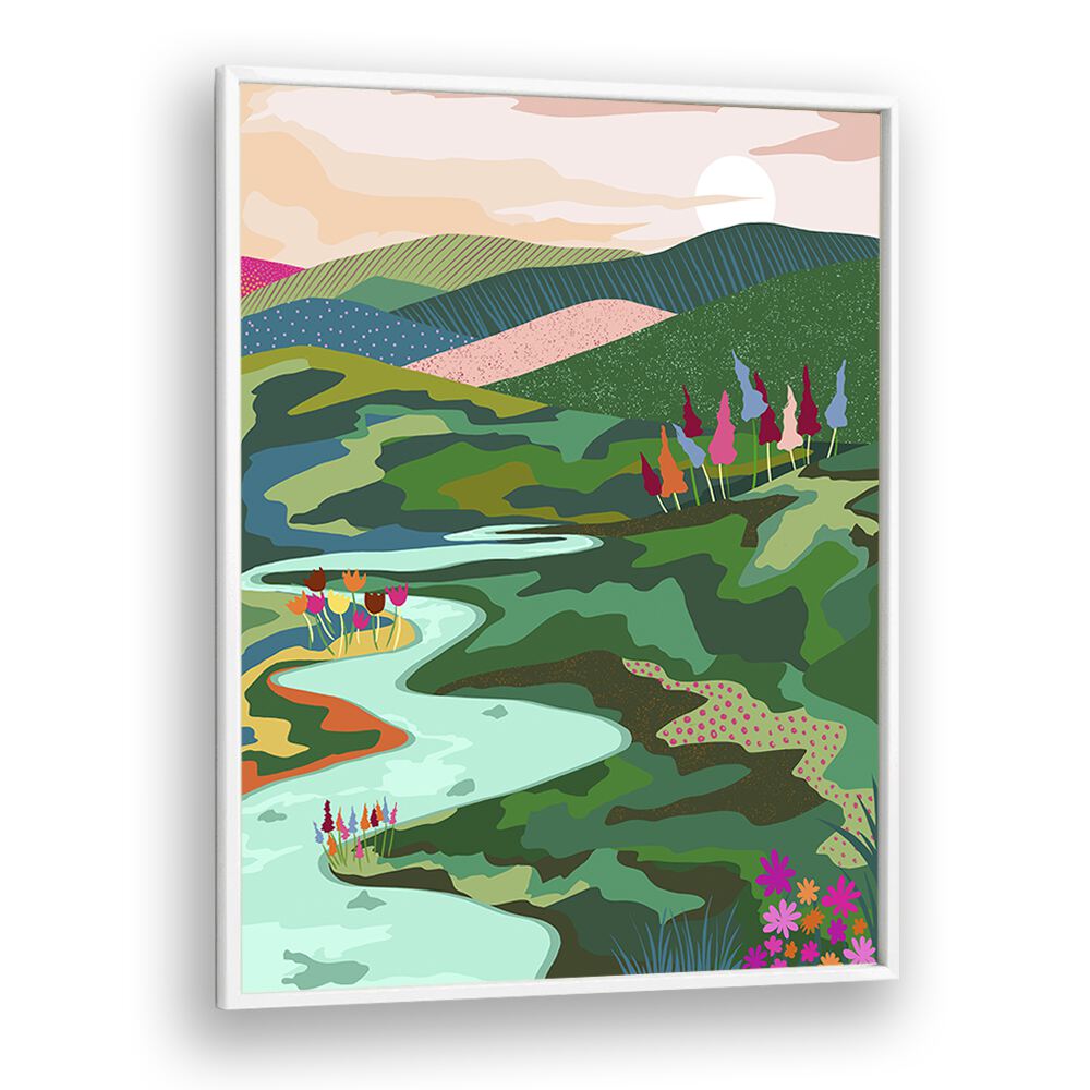 Endless Love By Uma Gokhale Landscape Art Prints in White Plain Frame