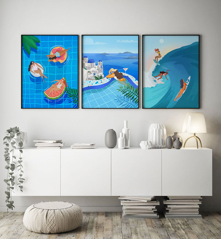 ENDLESS SUMMER SET , SET OF 3 PAINTINGS