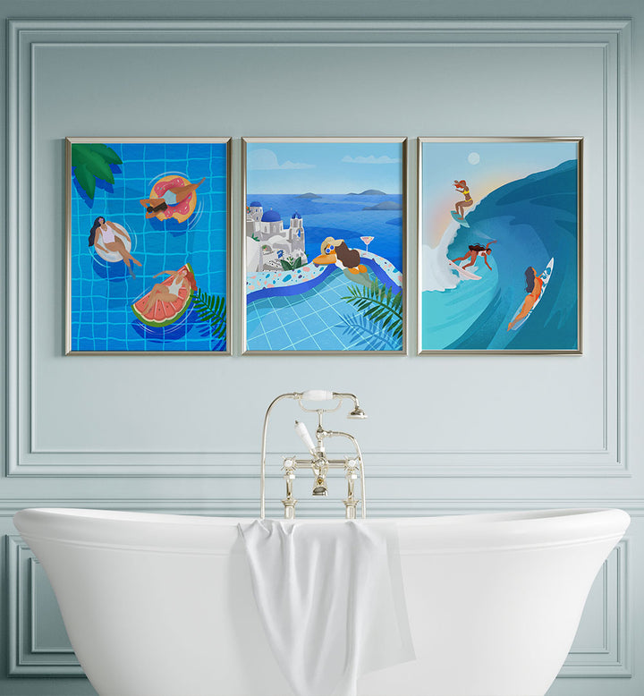 ENDLESS SUMMER SET , SET OF 3 PAINTINGS