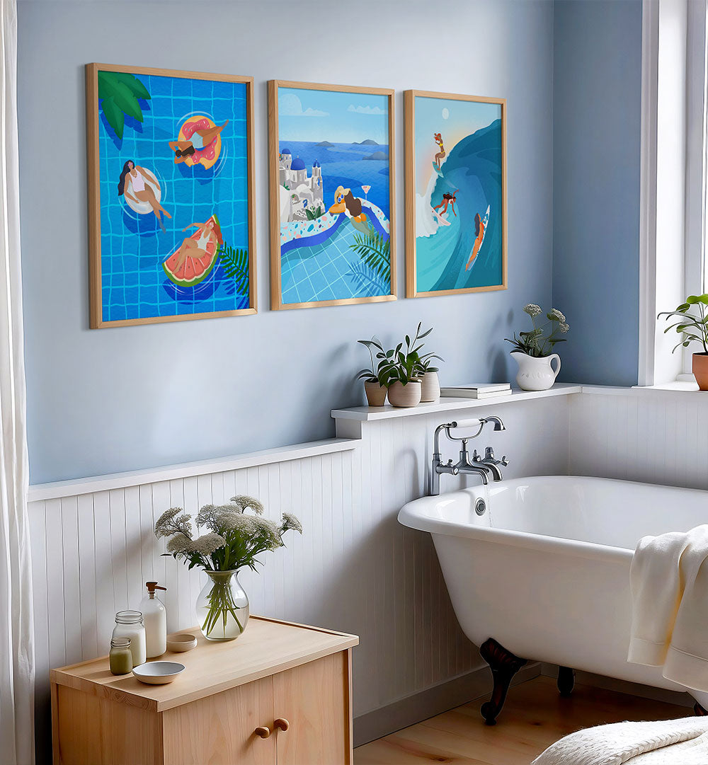 ENDLESS SUMMER SET , SET OF 3 PAINTINGS