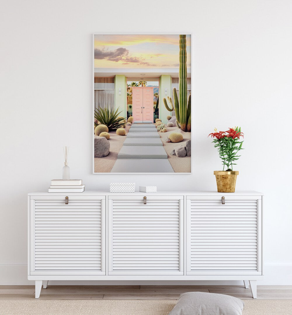 Vibrant END OF THE DAY IN PALM SPRINGS, BEACH PAINTINGS by Philippe Hugonnard captures serene desert twilight beauty.