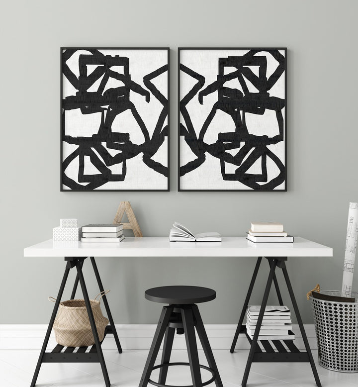 ENTANGLED FORMS SET , SET OF 2 PAINTINGS