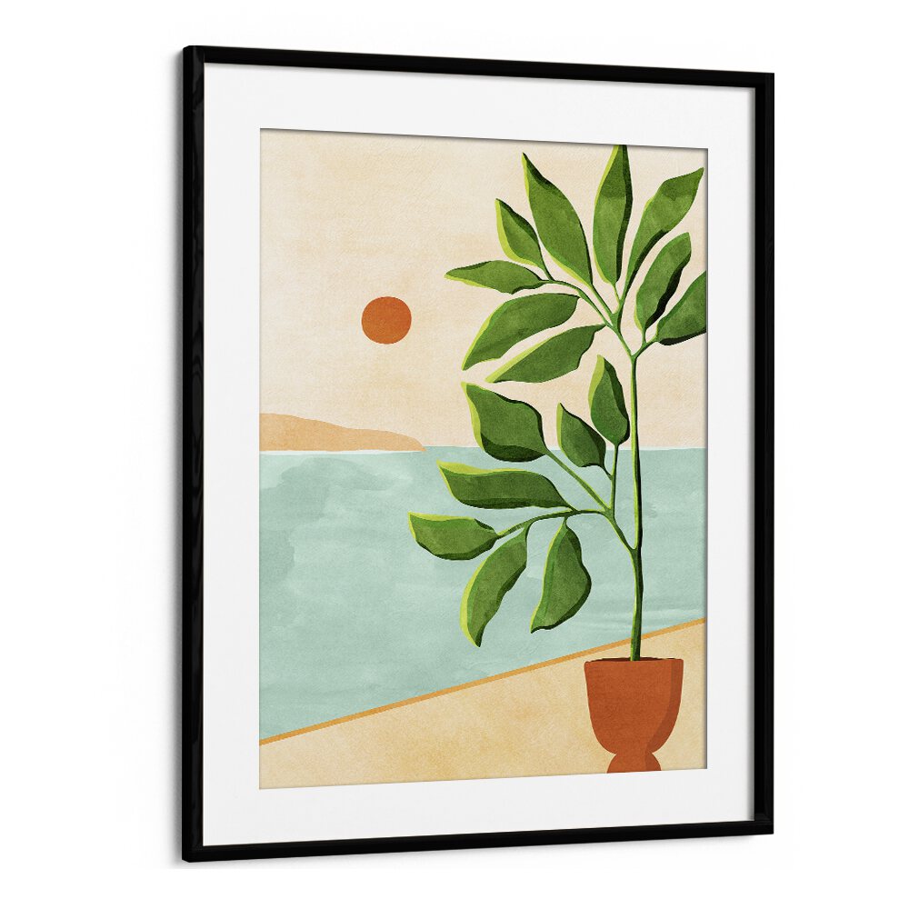 Escape to the Coast by Kristian Gallagher Botanical Flower Paintings Floral Paintings in Black Frame With Mount