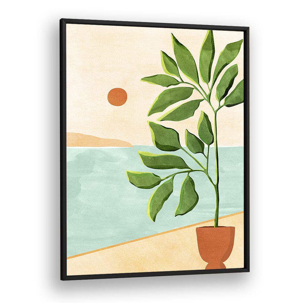 Escape to the Coast by Kristian Gallagher Botanical Flower Paintings Floral Paintings in Black Plain Frame