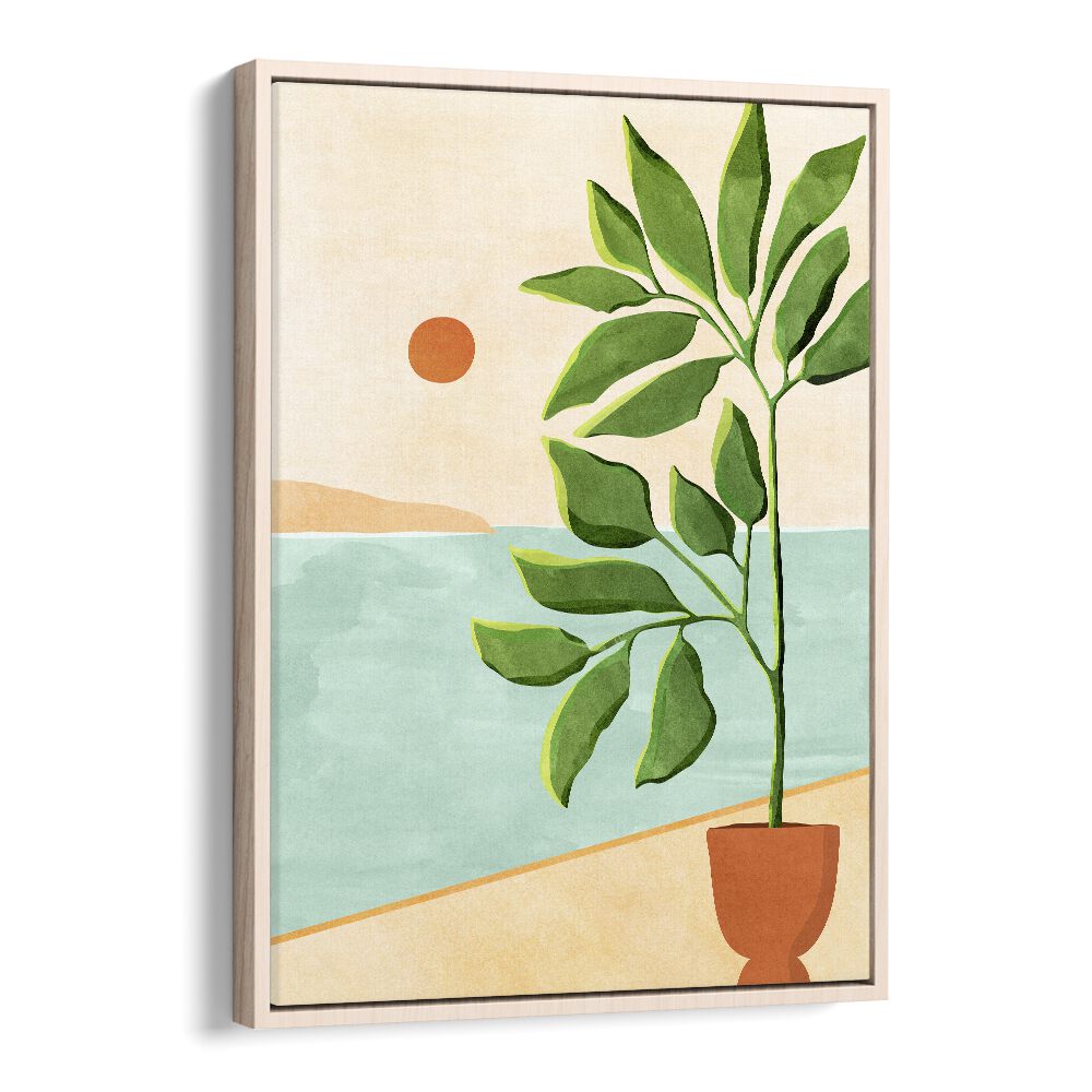 Escape to the Coast by Kristian Gallagher Botanical Flower Paintings Floral Paintings in Oak Wood Floater Frame