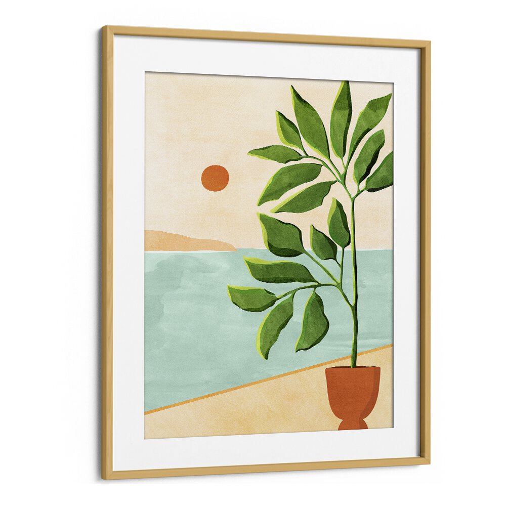 Escape to the Coast by Kristian Gallagher Botanical Flower Paintings Floral Paintings in Oak Wood Frame With Mount