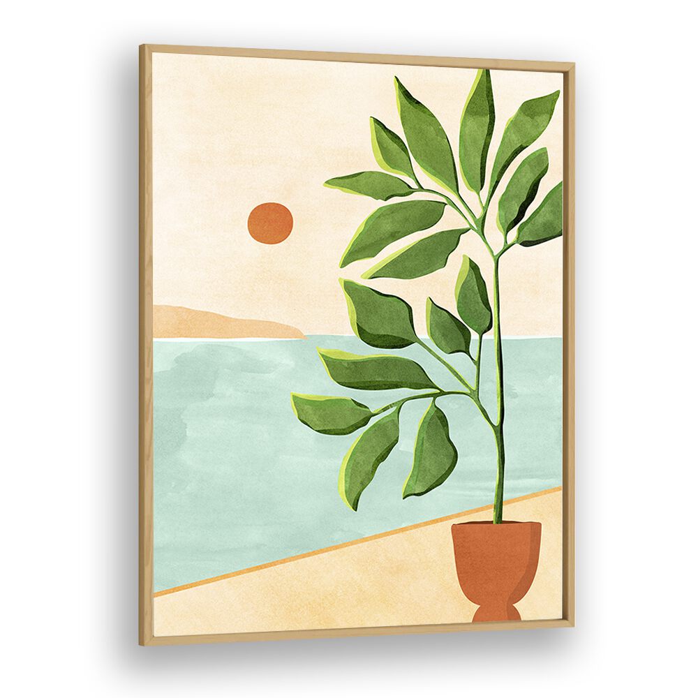 Escape to the Coast by Kristian Gallagher Botanical Flower Paintings Floral Paintings in Oak Wood Plain Frame