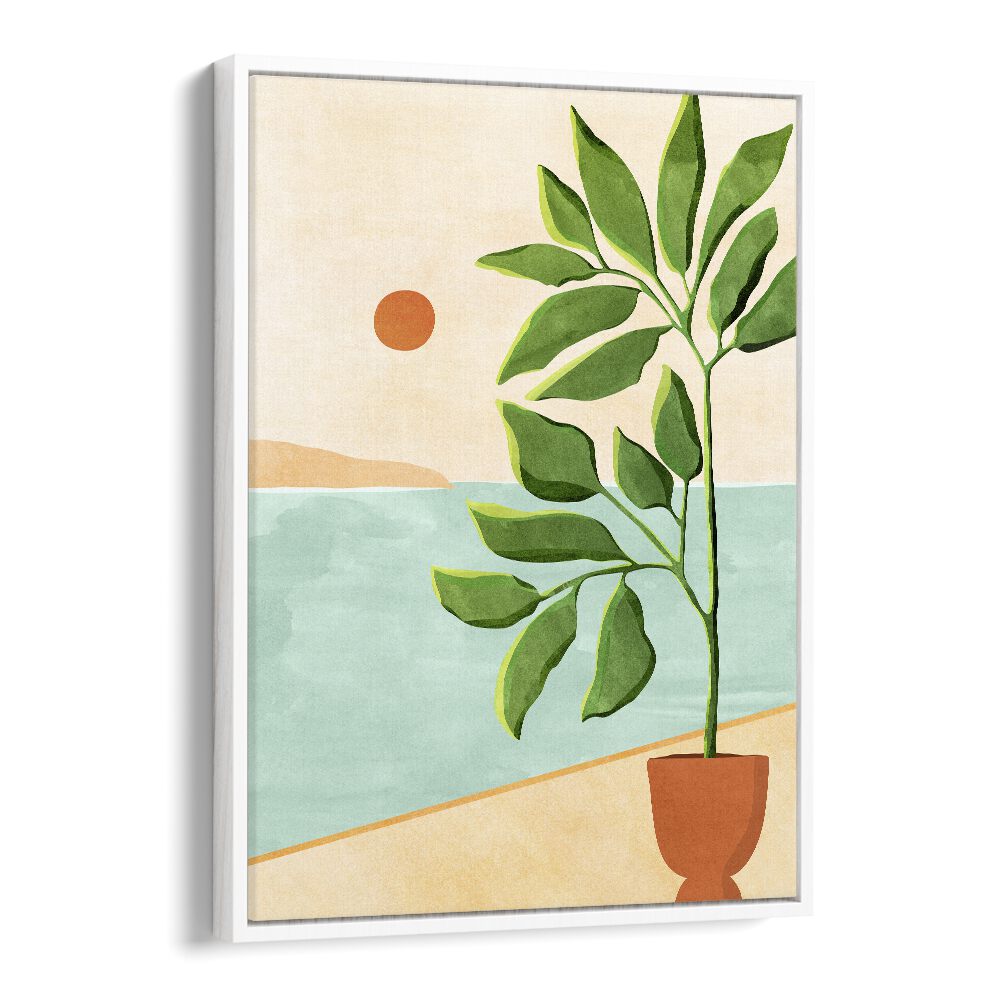 Escape to the Coast by Kristian Gallagher Botanical Flower Paintings Floral Paintings in White Floater Frame