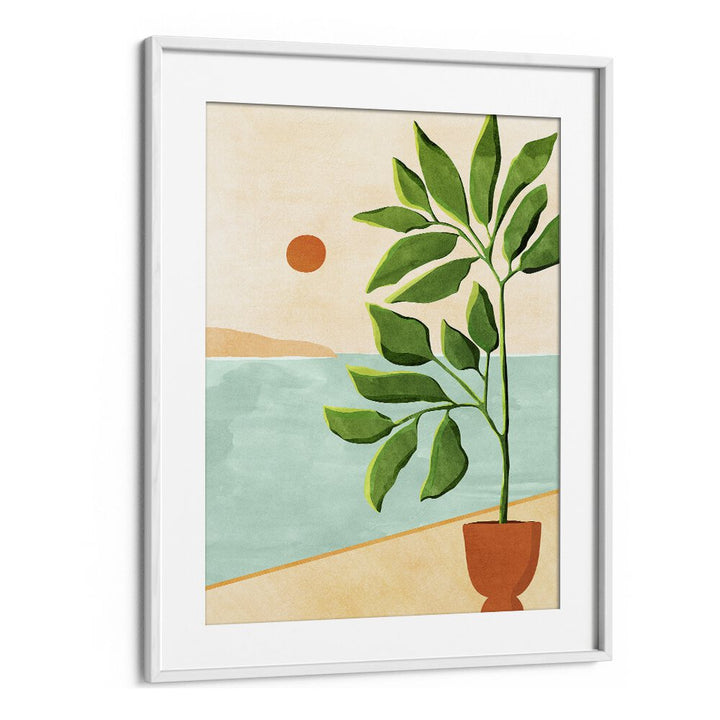 Escape to the Coast by Kristian Gallagher Botanical Flower Paintings Floral Paintings in White Frame With Mount